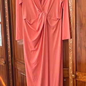 Eloquii Coral Long Sleeve Dress